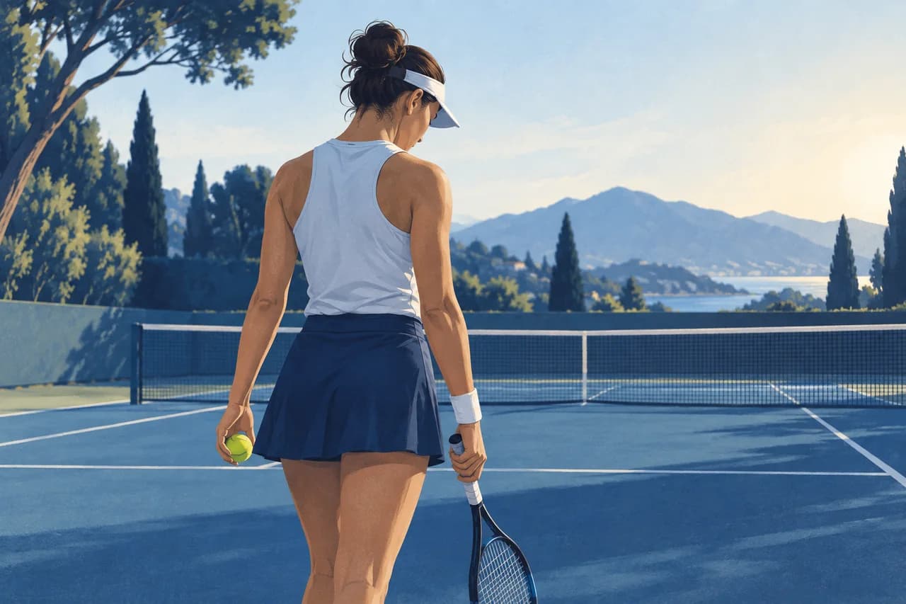 Illustration d'un joueur de tennis qui se reconcentre entre deux points